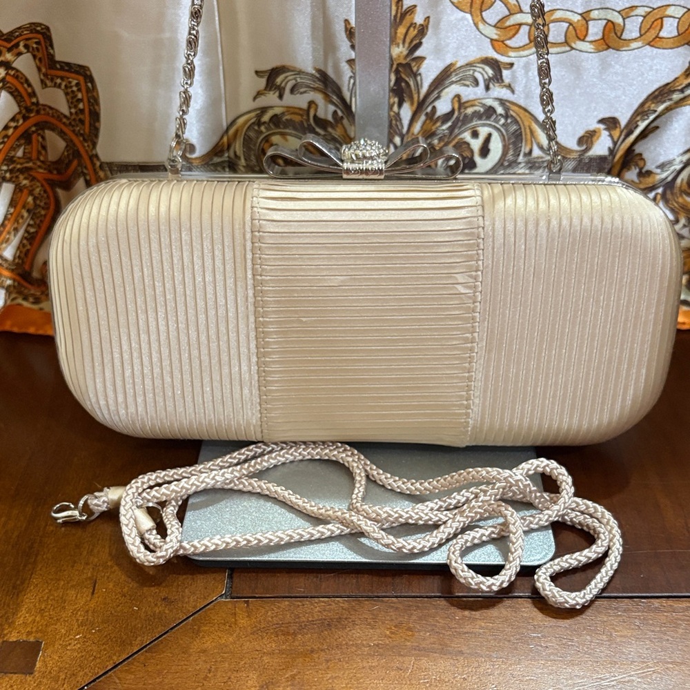 Kate Landry Gold Clutch with Chain Strap